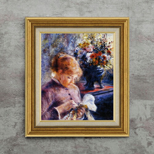 【油絵 直筆仕上げ】ルノワール 身支度する少女 F8 【アップグレード額】 絵画 販売 8号 油彩 風景画 596×522mm 複製画 送料無料 プレゼント ギフト 開店祝い 開業祝い 退職祝い 新築祝い リビング 玄関 モダン アートフレーム 壁掛け|絵画販売アートレスト