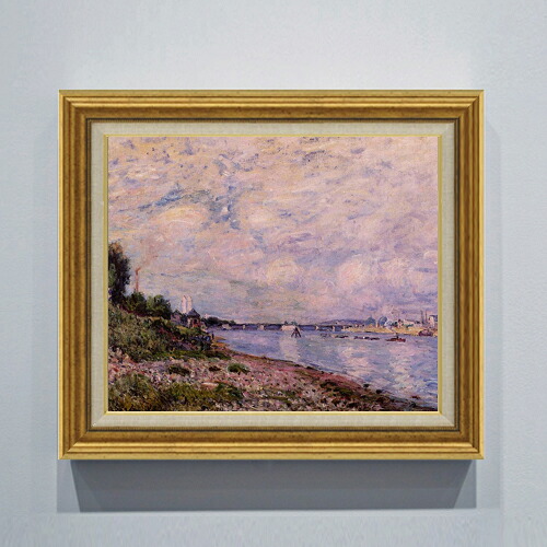【油絵 直筆仕上げ】シスレー ブージヴァルの風景 F8 【アップグレード額】 絵画 販売 8号 油彩 風景画 596×522mm 複製画 送料無料 プレゼント ギフト 開店祝い 開業祝い 退職祝い 新築祝い リビング 玄関 モダン アートフレーム 壁掛け|絵画販売アートレスト