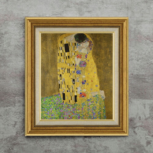 【油絵 直筆仕上げ】クリムト 接吻 F8 【アップグレード額】 絵画 販売 8号 油彩 抽象画 596&times;522mm 複製画 送料無料 プレゼント ギフト 開店祝い 開業祝い 退職祝い 新築祝い リビング 玄関 モダン 近代アート 壁掛け｜絵画販売アートレスト