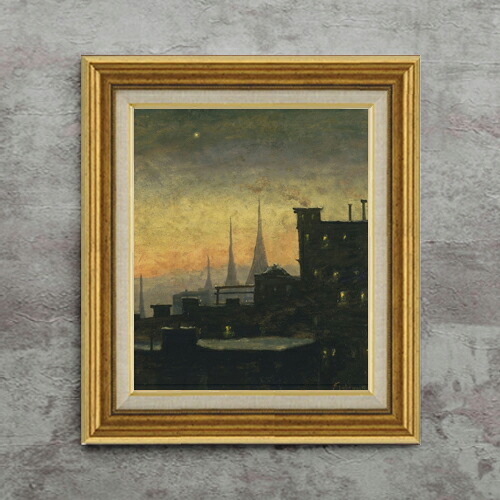 【油絵 直筆仕上げ】ルイ・エイルシェミウス New York Roof Tops F8 【アップグレード額】 絵画 販売 8号 油彩 抽象画 596×522mm 複製画 送料無料 プレゼント ギフト 開店祝い 開業祝い 退職祝い 新築祝い リビング 玄関 モダン アートフレーム 壁掛け|絵画販売アートレスト