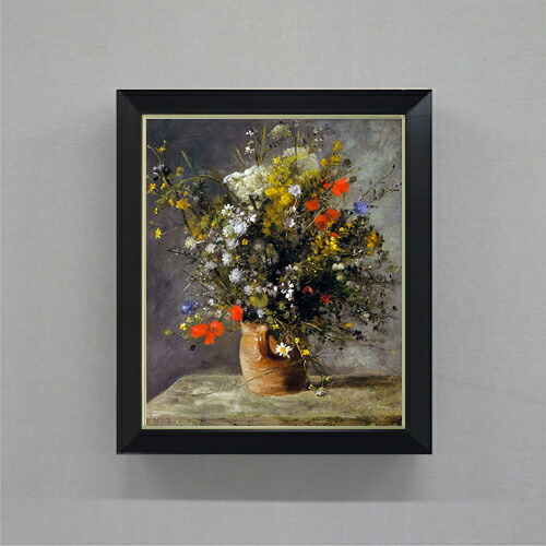 【油絵 直筆仕上げ】ルノワール Flowers in a Vase F8 【シンプルフレーム】 絵画 販売 8号 油彩 風景画 485×410mm 複製画 送料無料 プレゼント ギフト 開店祝い 開業祝い 退職祝い 新築祝い リビング 玄関 モダン アートフレーム 壁掛け