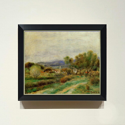 【油絵 直筆仕上げ】ルノワール View of La Sayne F8 【シンプルフレーム】 絵画 販売 8号 油彩 風景画 485×410mm 複製画 送料無料 プレゼント ギフト 開店祝い 開業祝い 退職祝い 新築祝い リビング 玄関 モダン アートフレーム 壁掛け