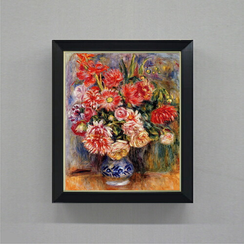 【油絵 直筆仕上げ】ルノワール ブーケ F8 【シンプルフレーム】 絵画 販売 8号 油彩 風景画 485×410mm 複製画 送料無料 プレゼント ギフト 開店祝い 開業祝い 退職祝い 新築祝い リビング 玄関 モダン アートフレーム 壁掛け