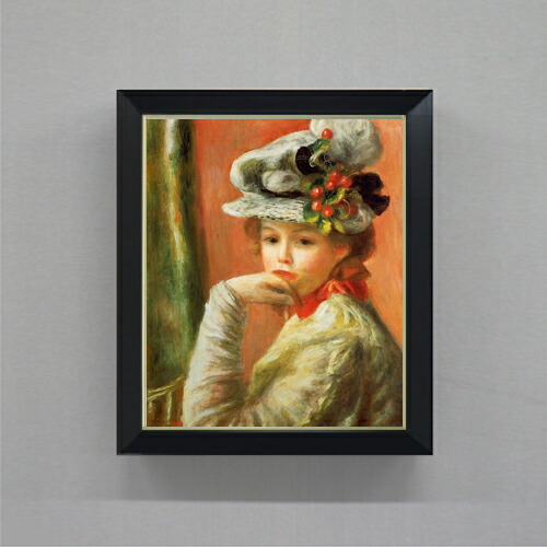 楽天市場】【油絵 直筆仕上げ】ルノワール 白い帽子の少女 F4 【額入り