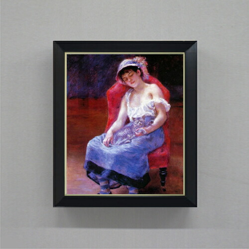 【油絵 直筆仕上げ】ルノワール 眠る少女 F8 【シンプルフレーム】 絵画 販売 8号 油彩 風景画 485×410mm 複製画 送料無料 プレゼント ギフト 開店祝い 開業祝い 退職祝い 新築祝い リビング 玄関 モダン アートフレーム 壁掛け
