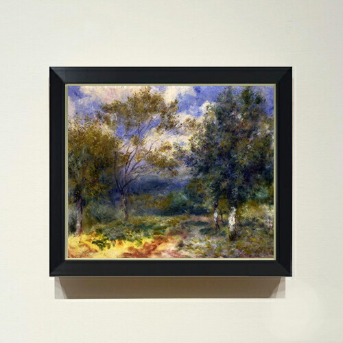 【油絵 直筆仕上げ】ルノワール 陽だまりの風景 F8 【シンプルフレーム】 絵画 販売 8号 油彩 風景画 485×410mm 複製画 送料無料 プレゼント ギフト 開店祝い 開業祝い 退職祝い 新築祝い リビング 玄関 モダン アートフレーム 壁掛け
