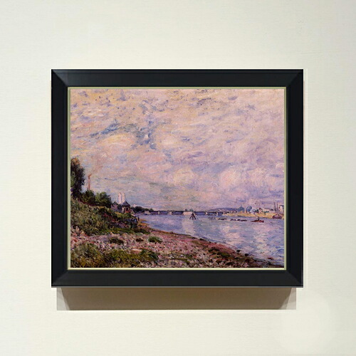 【油絵 直筆仕上げ】シスレー ブージヴァルの風景 F8 【シンプルフレーム】 絵画 販売 8号 油彩 風景画 485×410mm 複製画 送料無料 プレゼント ギフト 開店祝い 開業祝い 退職祝い 新築祝い リビング 玄関 モダン アートフレーム 壁掛け