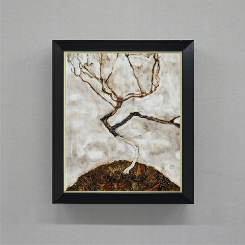 【油絵 直筆仕上げ】エゴン・シーレ Small Tree in Late Autumn F8 【シンプルフレーム】 絵画 販売 8号 油彩 風景画 485×410mm 複製画 送料無料 プレゼント ギフト 開店祝い 開業祝い 退職祝い 新築祝い リビング 玄関 モダン 近代アート 壁掛け