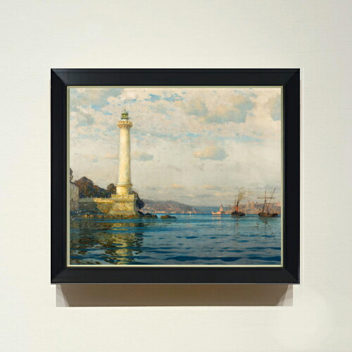 【油絵 直筆仕上げ】ディーマー The Ahrkap Lighthouse F8 【シンプルフレーム】 絵画 販売 8号 油彩 風景画 485×410mm 複製画 送料無料 プレゼント ギフト 開店祝い 開業祝い 退職祝い 新築祝い リビング 玄関 モダン 近代アート 壁掛け