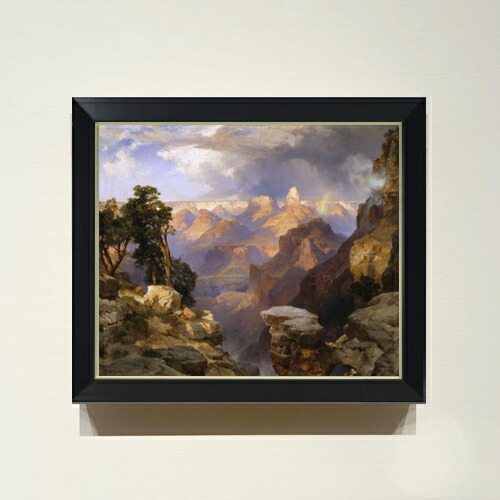 【油絵 直筆仕上げ】トーマス・モラン Grand Canyon with Rainbow F8 【シンプルフレーム】 絵画 販売 8号 油彩 風景画 485×410mm 複製画 送料無料 プレゼント ギフト 開店祝い 開業祝い 退職祝い 新築祝い リビング 玄関 モダン 近代アート 壁掛け