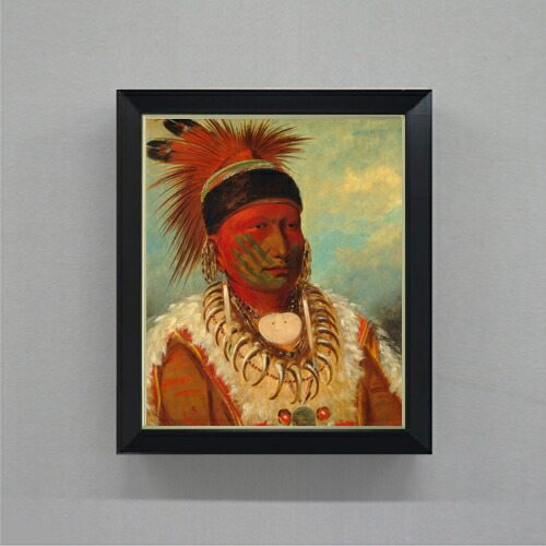 【油絵 直筆仕上げ】カトリン The White Cloud, Head Chief of the Iowas F8 【シンプルフレーム】 絵画 販売 8号 油彩 人物画 485×410mm 複製画 送料無料 プレゼント ギフト 開店祝い 開業祝い 退職祝い 新築祝い リビング 玄関 モダン 近代アート 壁掛け