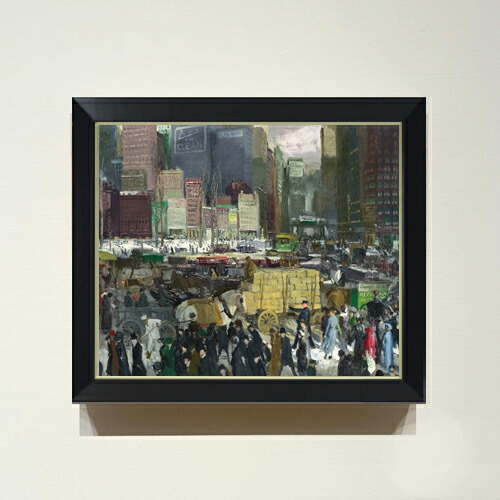 【油絵 直筆仕上げ】ジョージ・ベローズ New York F8 【シンプルフレーム】 絵画 販売 8号 油彩 風景画 485×410mm 複製画 送料無料 プレゼント ギフト 開店祝い 開業祝い 退職祝い 新築祝い リビング 玄関 モダン 近代アート 壁掛け