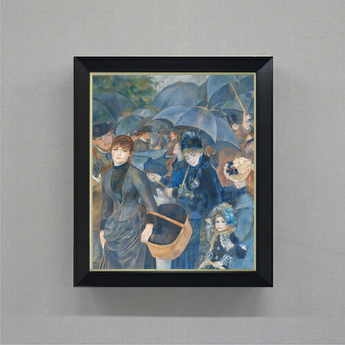 【油絵 直筆仕上げ】ルノワール 雨傘 F8 【シンプルフレーム】 絵画 販売 8号 油彩 風景画 485×410mm 複製画 送料無料 プレゼント ギフト 開店祝い 開業祝い 退職祝い 新築祝い リビング 玄関 モダン アートフレーム 壁掛け