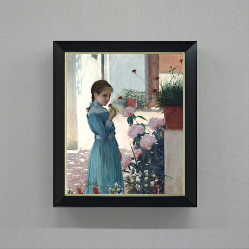 【油絵 直筆仕上げ】ルシニョール The girl with carnation F8 【シンプルフレーム】 絵画 販売 8号 油彩 人物画 485×410mm 複製画 送料無料 プレゼント ギフト 開店祝い 開業祝い 退職祝い 新築祝い リビング 玄関 モダン 近代アート 壁掛け 29,230円