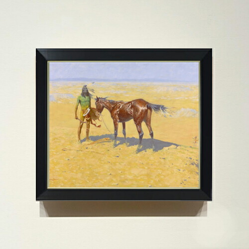 【油絵 直筆仕上げ】レミントン Ridden Down F8 【シンプルフレーム】 絵画 販売 8号 油彩 風景画 485×410mm 複製画 送料無料 プレゼント ギフト 開店祝い 開業祝い 退職祝い 新築祝い リビング 玄関 モダン 近代アート 壁掛け