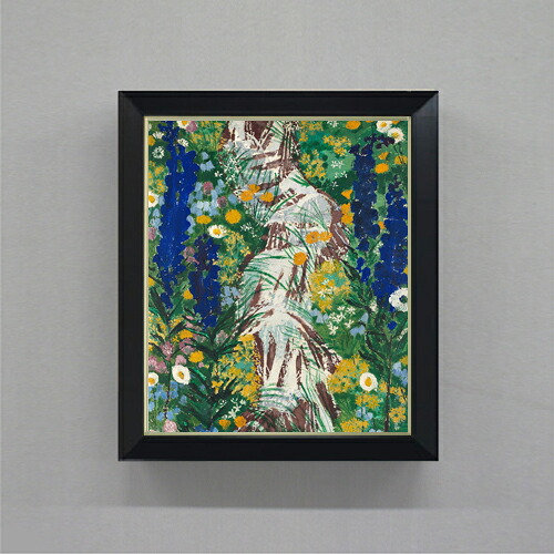 【油絵 直筆仕上げ】ババーガー 小川沿いの花 F8 【シンプルフレーム】 絵画 販売 8号 油彩 抽象画 485×410mm 複製画 送料無料 プレゼント ギフト 開店祝い 開業祝い 退職祝い 新築祝い リビング 玄関 モダン 近代アート 壁掛け|絵画販売アートレスト