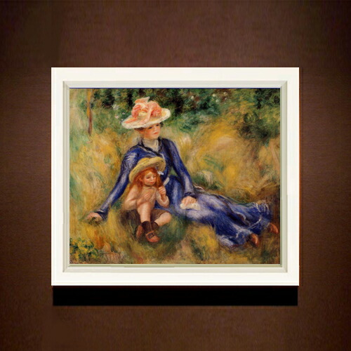 【油絵 直筆仕上げ】ルノワール イボンヌとジェーン F8 【シンプルフレーム】 絵画 販売 8号 油彩 風景画 485×410mm 複製画 送料無料 プレゼント ギフト 開店祝い 開業祝い 退職祝い 新築祝い リビング 玄関 モダン アートフレーム 壁掛け