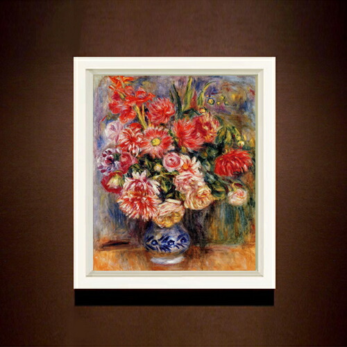 【油絵 直筆仕上げ】ルノワール ブーケ F8 【シンプルフレーム】 絵画 販売 8号 油彩 風景画 485×410mm 複製画 送料無料 プレゼント ギフト 開店祝い 開業祝い 退職祝い 新築祝い リビング 玄関 モダン アートフレーム 壁掛け