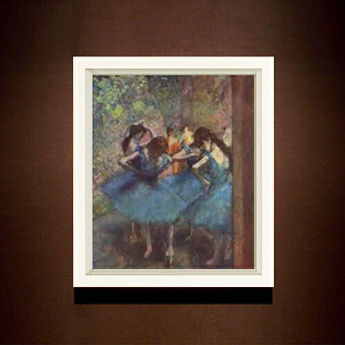 【油絵 直筆仕上げ】ドガ 青い踊り子たち F8 【シンプルフレーム】 絵画 販売 8号 油彩 風景画 485×410mm 複製画 送料無料 プレゼント ギフト 開店祝い 開業祝い 退職祝い 新築祝い リビング 玄関 モダン アートフレーム 壁掛け