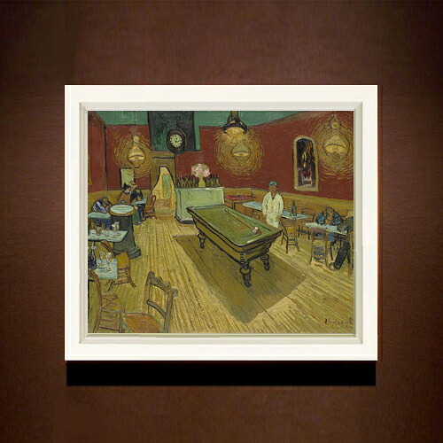 【油絵 直筆仕上げ】ゴッホ 夜のカフェ F8 【シンプルフレーム】 絵画 販売 8号 油彩 風景画 485×410mm 複製画 送料無料 プレゼント ギフト 開店祝い 開業祝い 退職祝い 新築祝い リビング 玄関 モダン アートフレーム 壁掛け 29,230円