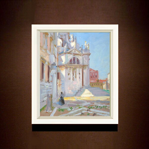 【油絵 直筆仕上げ】フランシス・カデル Santa Maria della Salute, Venice F8 【シンプルフレーム】 絵画 販売 8号 油彩 抽象画 485×410mm 複製画 送料無料 プレゼント ギフト 開店祝い 開業祝い 退職祝い 新築祝い リビング 玄関 モダン 近代アート 壁掛け|絵画販売アートレスト
