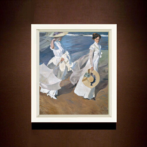 【油絵 直筆仕上げ】ソローリャ Strolling along the Seashore F8 【シンプルフレーム】 絵画 販売 8号 油彩 風景画 485×410mm 複製画 送料無料 プレゼント ギフト 開店祝い 開業祝い 退職祝い 新築祝い リビング 玄関 モダン 近代アート 壁掛け 28,045円