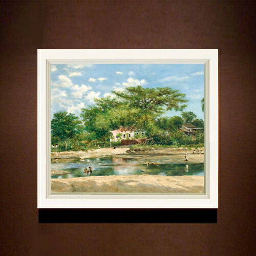 【油絵 直筆仕上げ】フランシスコ・オレール Ponce Silk-Cotton Tree F8 【シンプルフレーム】 絵画 販売 8号 油彩 風景画 485×410mm 複製画 送料無料 プレゼント ギフト 開店祝い 開業祝い 退職祝い 新築祝い リビング 玄関 モダン 近代アート 壁掛け