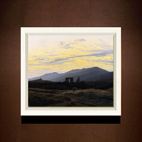 【油絵 直筆仕上げ】フリードリヒ Ruin of Eldena in the Giant Mountains F8 【シンプルフレーム】 絵画 販売 8号 油彩 風景画 485×410mm 複製画 送料無料 プレゼント ギフト 開店祝い 開業祝い 退職祝い 新築祝い リビング 玄関 モダン 近代アート 壁掛け|絵画販売アートレスト