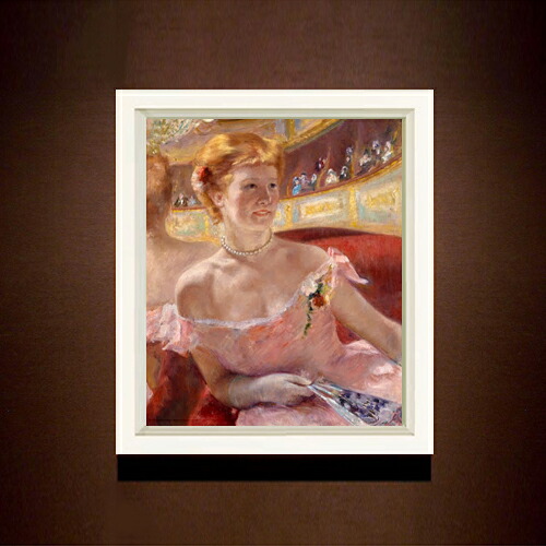 【油絵 直筆仕上げ】メアリー・カサット Woman with a Pearl Necklace in a Loge F8 8号 油彩 人物画 485×410mm 複製画 送料無料 プレゼント ギフト 開店祝い 開業祝い 退職祝い 新築祝い リビング 玄関 モダン 近代アート 壁掛け