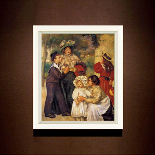 【油絵 直筆仕上げ】ルノワール 画家の家族 【シンプルフレーム】 絵画 販売 8号 油彩 風景画 485&times;410mm 複製画 送料無料 プレゼント ギフト 開店祝い 開業祝い 退職祝い 新築祝い リビング 玄関 モダン アートフレーム 壁掛け｜絵画販売アートレスト 27,650円