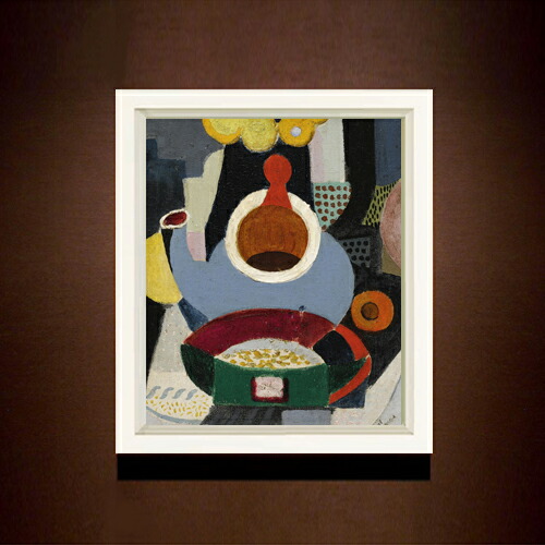 【油絵 直筆仕上げ】サラガ Nature morte a la theiere F8 【シンプルフレーム】 絵画 販売 8号 油彩 抽象画 485&times;410mm 複製画 送料無料 プレゼント ギフト 開店祝い 開業祝い 退職祝い 新築祝い リビング 玄関 モダン 近代アート 壁掛け｜絵画販売アートレスト