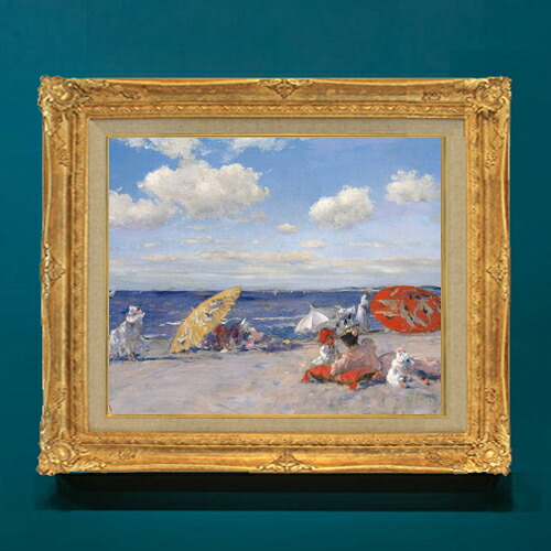【油絵 直筆仕上げ】チェイス At the Seaside F8 【アップグレード額】 絵画 販売 8号 油彩 風景画 593×518mm 複製画 送料無料 プレゼント ギフト 開店祝い 開業祝い 退職祝い 新築祝い リビングアートフレーム 壁掛け|絵画販売アートレスト