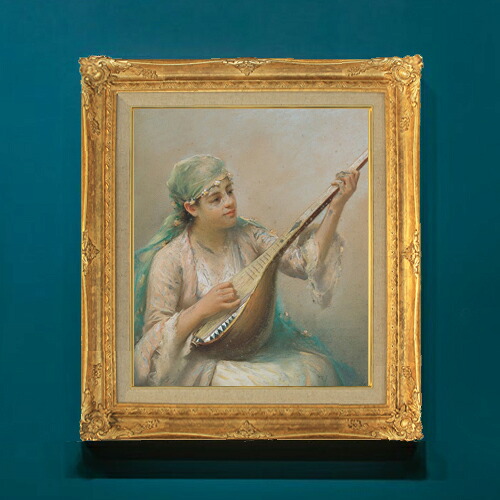 【油絵 直筆仕上げ】ファウストゾナロ Woman Playing a String Instrument F8 【アップグレード額】 絵画 販売 8号 油彩 人物画 593×518mm 複製画 送料無料 プレゼント ギフト 開店祝い 開業祝い 退職祝い 新築祝い リビングアートフレーム 壁掛け|絵画販売アートレスト