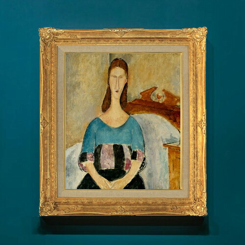 【油絵 直筆仕上げ】モディリアーニ Portrait of Jeanne Hebuterne F8 【アップグレード額】 絵画 販売 8号 油彩 人物画 593&times;518mm 複製画 送料無料 プレゼント ギフト 開店祝い 開業祝い 退職祝い 新築祝い リビングアートフレーム 壁掛け｜絵画販売アートレスト