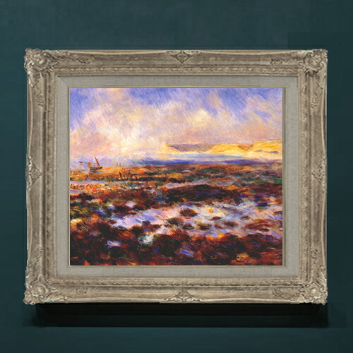 【油絵 直筆仕上げ】ルノワール 岬 F8 【アップグレード額】 絵画 販売 8号 油彩 風景画 593×518mm 複製画 送料無料 プレゼント ギフト 開店祝い 開業祝い 退職祝い 新築祝い リビングアートフレーム 壁掛け|絵画販売アートレスト