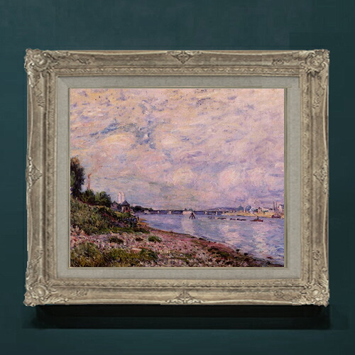 【油絵 直筆仕上げ】シスレー ブージヴァルの風景 F8 【アップグレード額】 絵画 販売 8号 油彩 風景画 593&times;518mm 複製画 送料無料 プレゼント ギフト 開店祝い 開業祝い 退職祝い 新築祝い リビングアートフレーム 壁掛け｜絵画販売アートレスト
