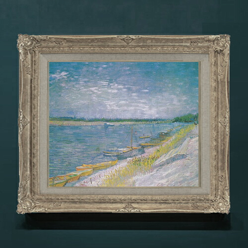 【油絵 直筆仕上げ】ゴッホ 漕ぐ舟のある川の眺め F8 【アップグレード額】 絵画 販売 8号 油彩 風景画 593×518mm 複製画 送料無料 プレゼント ギフト 開店祝い 開業祝い 退職祝い 新築祝い リビングアートフレーム 壁掛け|絵画販売アートレスト
