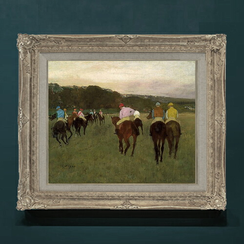 【油絵 直筆仕上げ】ドガ ロンシャンの競馬 F8 【アップグレード額】 絵画 販売 8号 油彩 風景画 593×518mm 複製画 送料無料 プレゼント ギフト 開店祝い 開業祝い 退職祝い 新築祝い リビングアートフレーム 壁掛け|絵画販売アートレスト