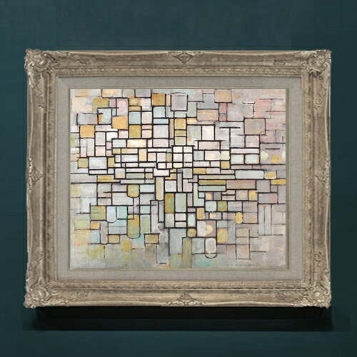 【油絵 直筆仕上げ】ピート・モンドリアン Composition no2 F8 【アップグレード額】 絵画 販売 8号 油彩 抽象画 593&times;518mm 複製画 送料無料 プレゼント ギフト 開店祝い 開業祝い 退職祝い 新築祝い リビングアートフレーム 壁掛け｜絵画販売アートレスト