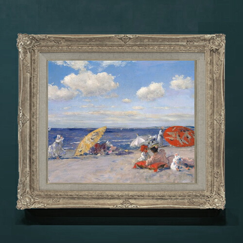 【油絵 直筆仕上げ】チェイス At the Seaside F8 【アップグレード額】 絵画 販売 8号 油彩 風景画 593×518mm 複製画 送料無料 プレゼント ギフト 開店祝い 開業祝い 退職祝い 新築祝い リビングアートフレーム 壁掛け|絵画販売アートレスト