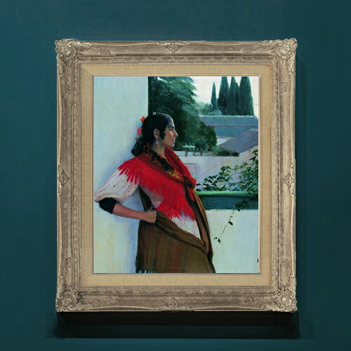 【油絵 直筆仕上げ】ルシニョール Granada's girl F8 【アップグレード額】 絵画 販売 8号 油彩 人物画 593&times;518mm 複製画 送料無料 プレゼント ギフト 開店祝い 開業祝い 退職祝い 新築祝い リビングアートフレーム 壁掛け｜絵画販売アートレスト