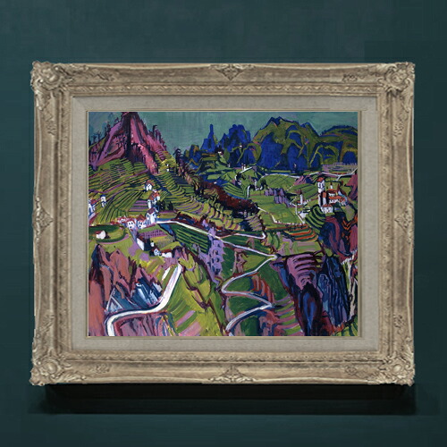 【油絵 直筆仕上げ】アルバート・ミュラー ティチーノの風景画 F8 【アップグレード額】 絵画 販売 8号 油彩 風景画 593&times;518mm 複製画 送料無料 プレゼント ギフト 開店祝い 開業祝い 退職祝い 新築祝い リビングアートフレーム 壁掛け｜絵画販売アートレスト