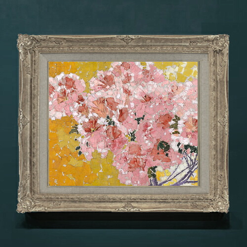 【油絵 直筆仕上げ】ジャコメッティ 咲き誇るツツジ F8 【アップグレード額】 絵画 販売 8号 油彩 抽象画 593×518mm 複製画 送料無料 プレゼント ギフト 開店祝い 開業祝い 退職祝い 新築祝い リビングアートフレーム 壁掛け|絵画販売アートレスト