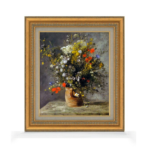 【油絵 直筆仕上げ】ルノワール Flowers in a Vase F8 【額入り】 絵画 販売 8号 油彩 風景画 602×528mm 複製画 送料無料 プレゼント ギフト 開店祝い 開業祝い 退職祝い 新築祝い リビング 玄関 モダン アートフレーム 壁掛け