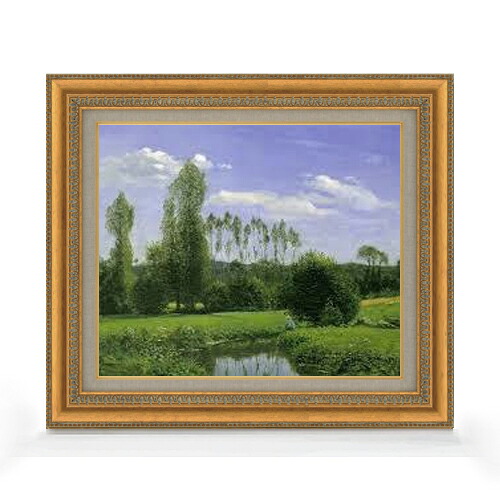 【油絵 直筆仕上げ】クロード・モネ ルエルの眺め F8 【額入り】 絵画 販売 8号 油彩 風景画 602×528mm 複製画 送料無料 プレゼント ギフト 開店祝い 開業祝い 退職祝い 新築祝い リビング 玄関 モダン アートフレーム 壁掛け