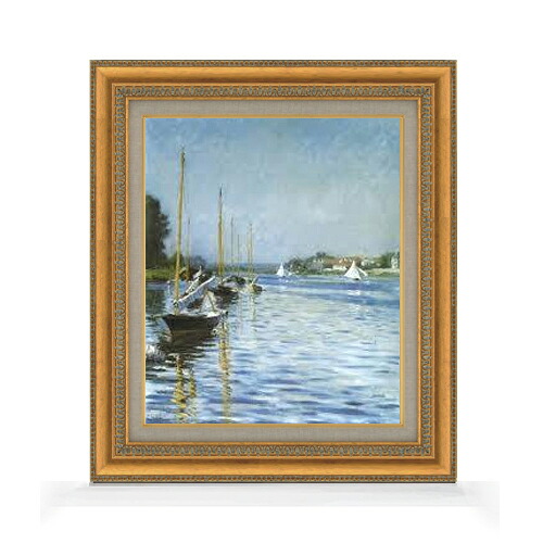 【油絵 直筆仕上げ】カイユボット アルジャントゥイユセーヌ川のボート F8 【額入り】 絵画 販売 8号 油彩 風景画 602×528mm 複製画 送料無料 プレゼント ギフト 開店祝い 開業祝い 退職祝い 新築祝い リビング 玄関 モダン アートフレーム 壁掛け|絵画販売アートレスト