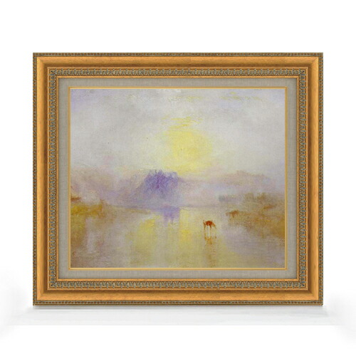 【油絵 直筆仕上げ】ターナー ノラム城、 日の出 F8 【額入り】 絵画 販売 8号 油彩 風景画 602×528mm 複製画 送料無料 プレゼント ギフト 開店祝い 開業祝い 退職祝い 新築祝い リビング 玄関 モダン アートフレーム 壁掛け 28,875円