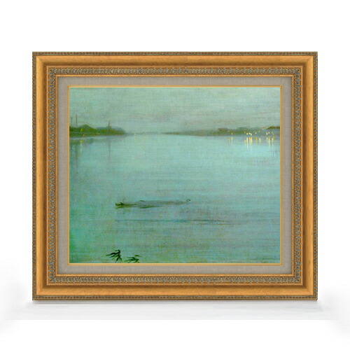 【油絵 直筆仕上げ】ホイッスラー 青と銀 - クレモーンの灯り F8 【額入り】 絵画 販売 8号 油彩 風景画 602×528mm 複製画 送料無料 プレゼント ギフト 開店祝い 開業祝い 退職祝い 新築祝い リビング 玄関 モダン アートフレーム 壁掛け 28,875円
