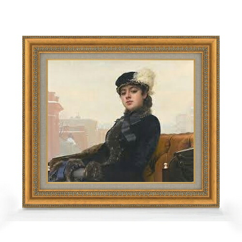 【油絵 直筆仕上げ】クラムスコイ 忘れえぬ人 F8 【額入り】 絵画 販売 8号 油彩 風景画 602×528mm 複製画 送料無料 プレゼント ギフト 開店祝い 開業祝い 退職祝い 新築祝い リビング 玄関 モダン アートフレーム 壁掛け|絵画販売アートレスト