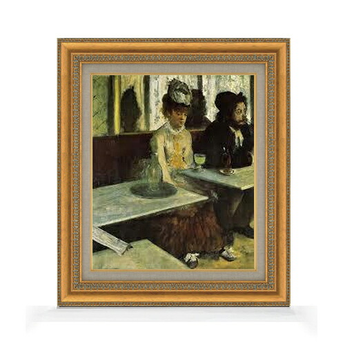 【油絵 直筆仕上げ】ドガ カフェにて F8 【額入り】 絵画 販売 8号 油彩 風景画 602&times;528mm 複製画 送料無料 プレゼント ギフト 開店祝い 開業祝い 退職祝い 新築祝い リビング 玄関 モダン アートフレーム 壁掛け｜絵画販売アートレスト